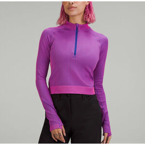 Lululemon 'Rest' Pink Less Cropped Half Zip Hoodie Size 8